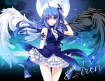 Konachan.com - 76674 arin blue_hair hat moon pangya purple_eyes wings