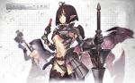 Konachan.com - 84140 armor black_hair brown_eyes elf nagi_ryou short_hair weapon