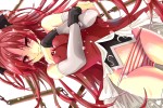 Konachan.com - 97438 chain erect_nipples long_hair panties red_eyes red_hair sakura_kyouko striped_panties tsukasa_(mooncry) underwear weapon white